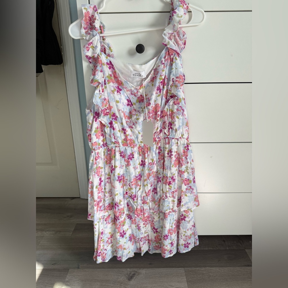 Wonder Nation Floral Ruffle Dress - White and Pink